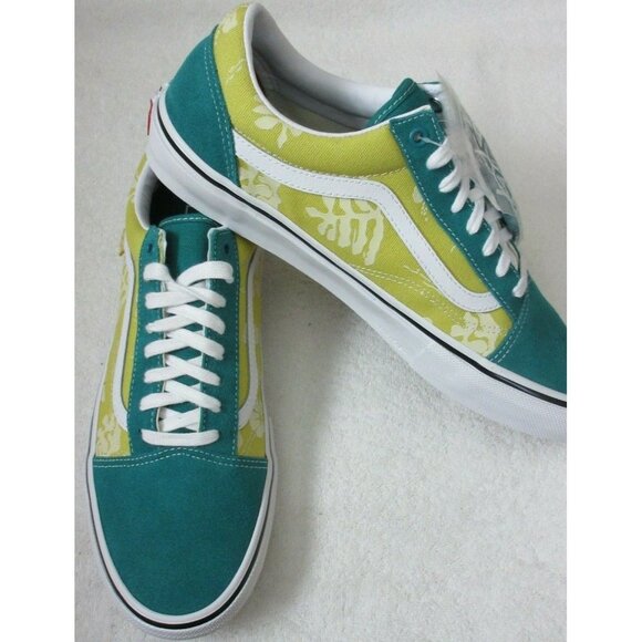 Vans Men's Skate Old Skool Aloha Marine Gold Green Canvas Suede shoes NIB - Picture 4 of 5